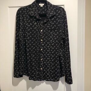 Sundance Catalog Black and White Horse Patterned Shirt size Large